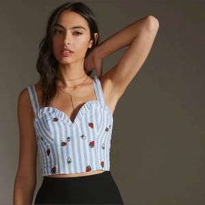 Maeve by Anthropologie Striped Strawberry Embroidered Cami women’s size 14